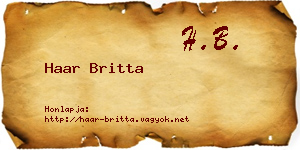 Haar Britta névjegykártya